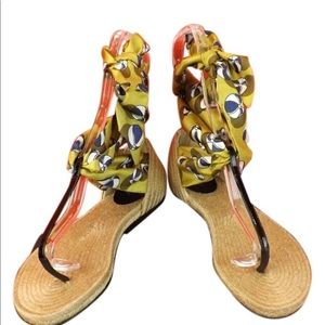 Gucci Multicolor Espadrille Thong Flats